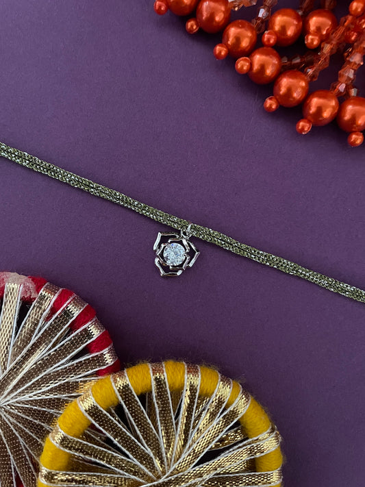Flower Solitaire Charm Lumba Rakhi
