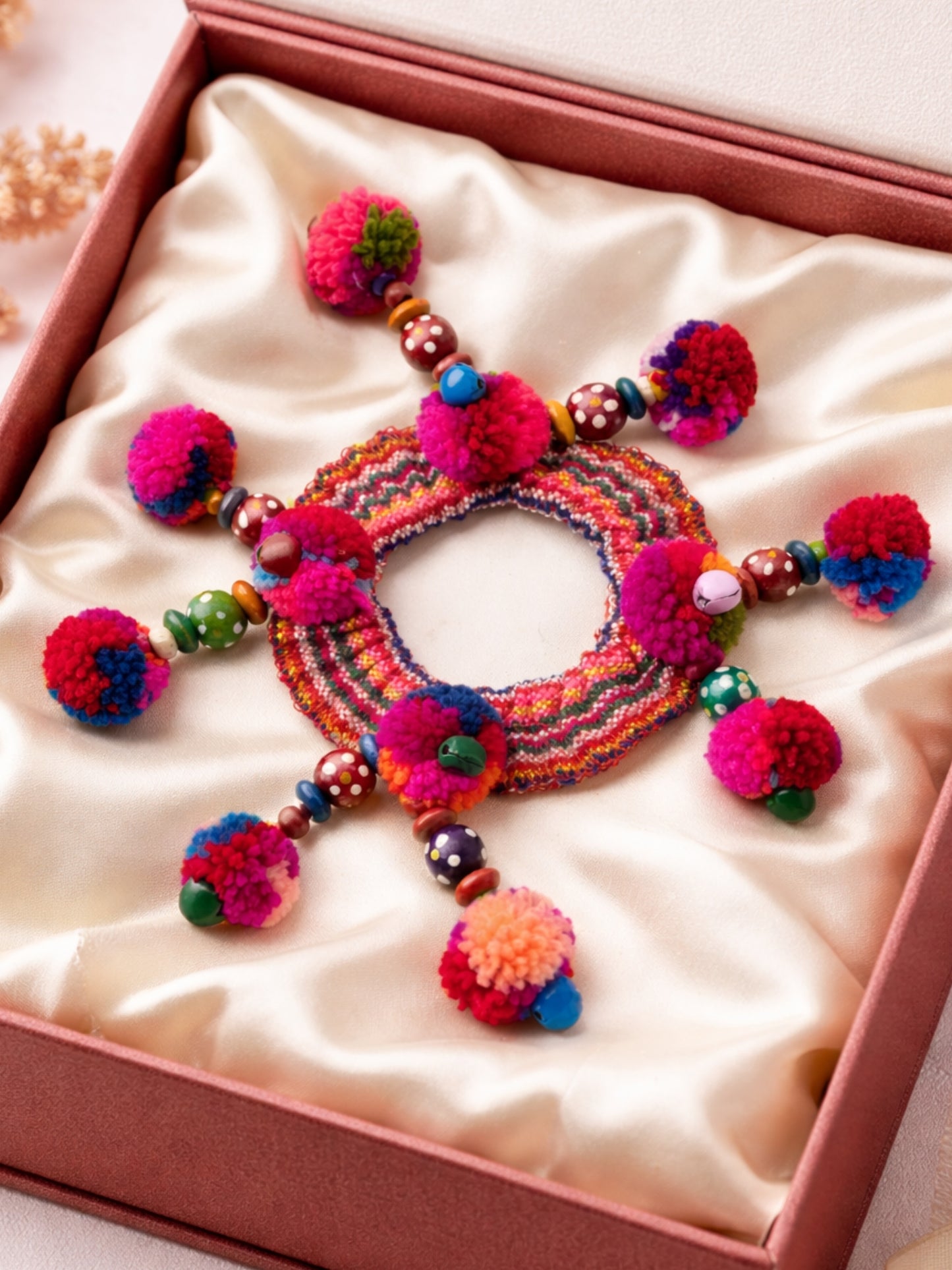Pompom Designer Latkan Lumba Rakhi Online for Bhabhi