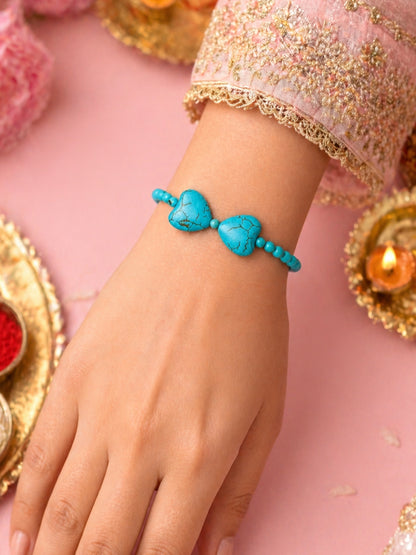 Turquoise Blue Lumba Rakhi For Bhabhi Sister In Law