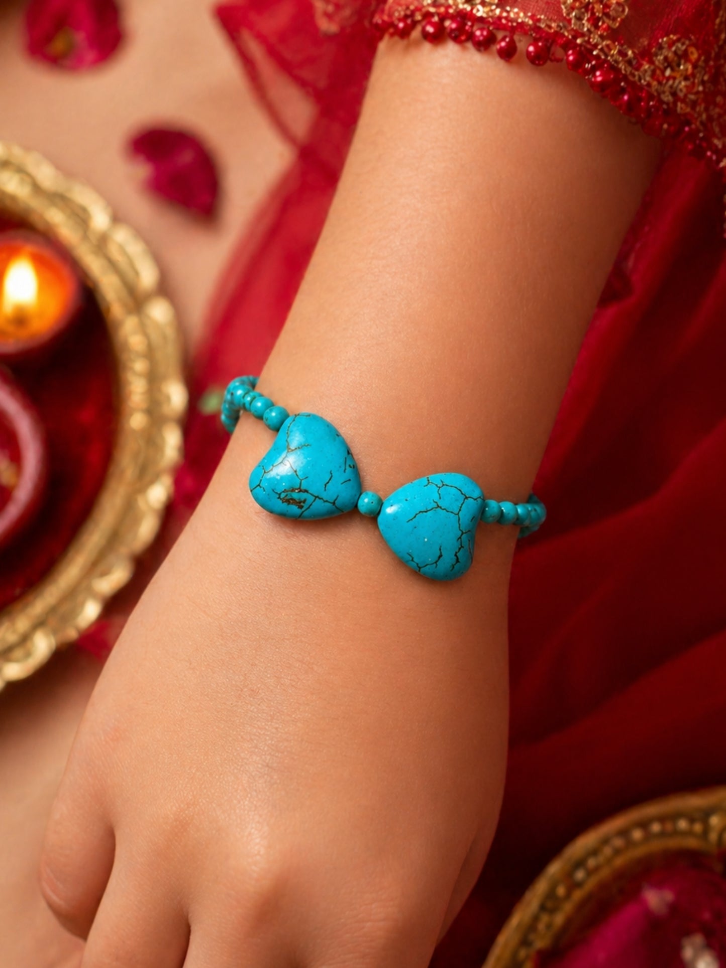 Turquoise Blue Lumba Rakhi For Bhabhi Sister In Law