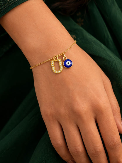 A TO Z Alphabet AD Initial Name Lumba Rakhi Bracelet For Bhaiya Bhabhi