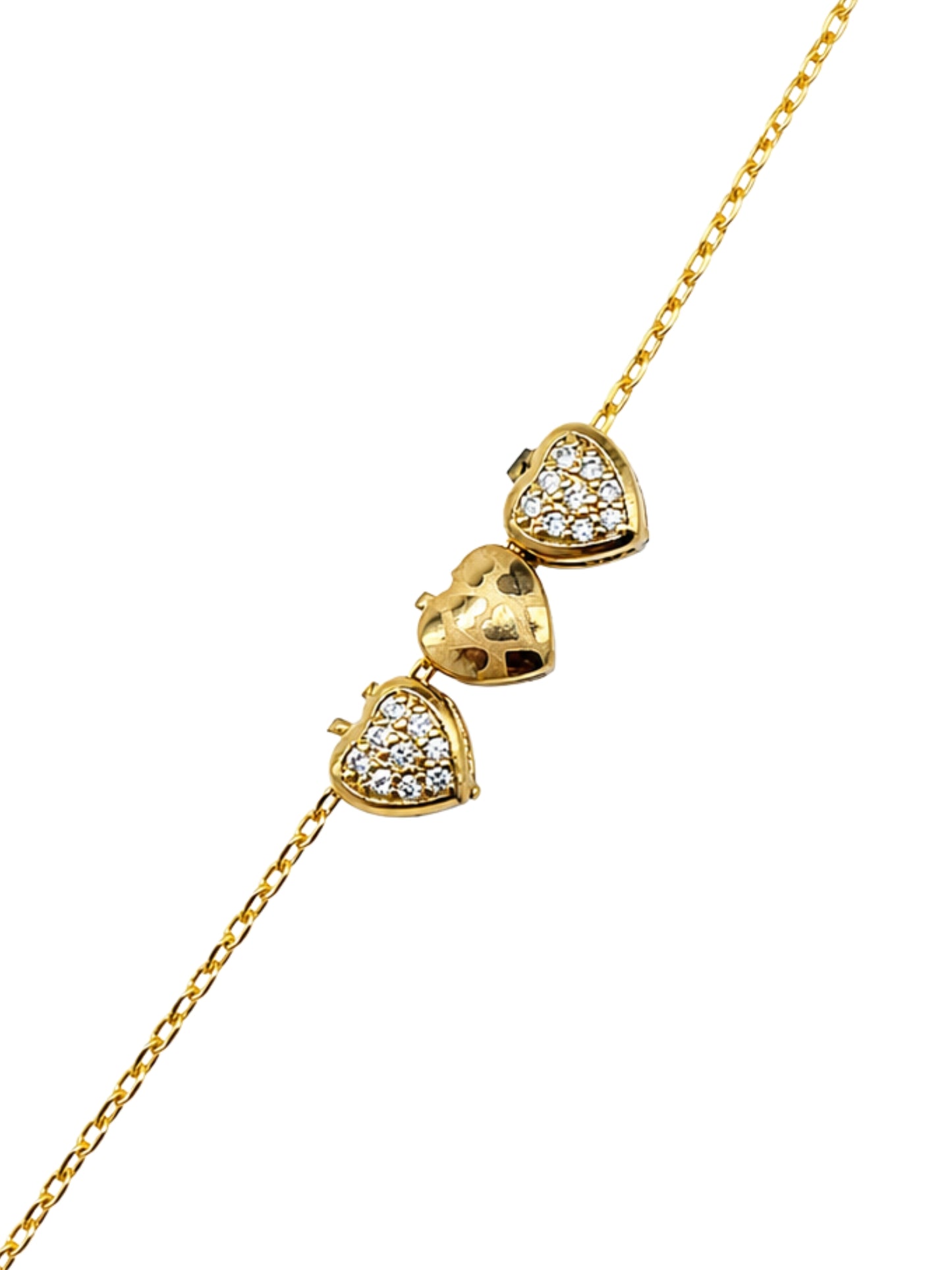 Gold Plated Triple Heart Crystal Lumba Rakhi Bracelet Bhabhi