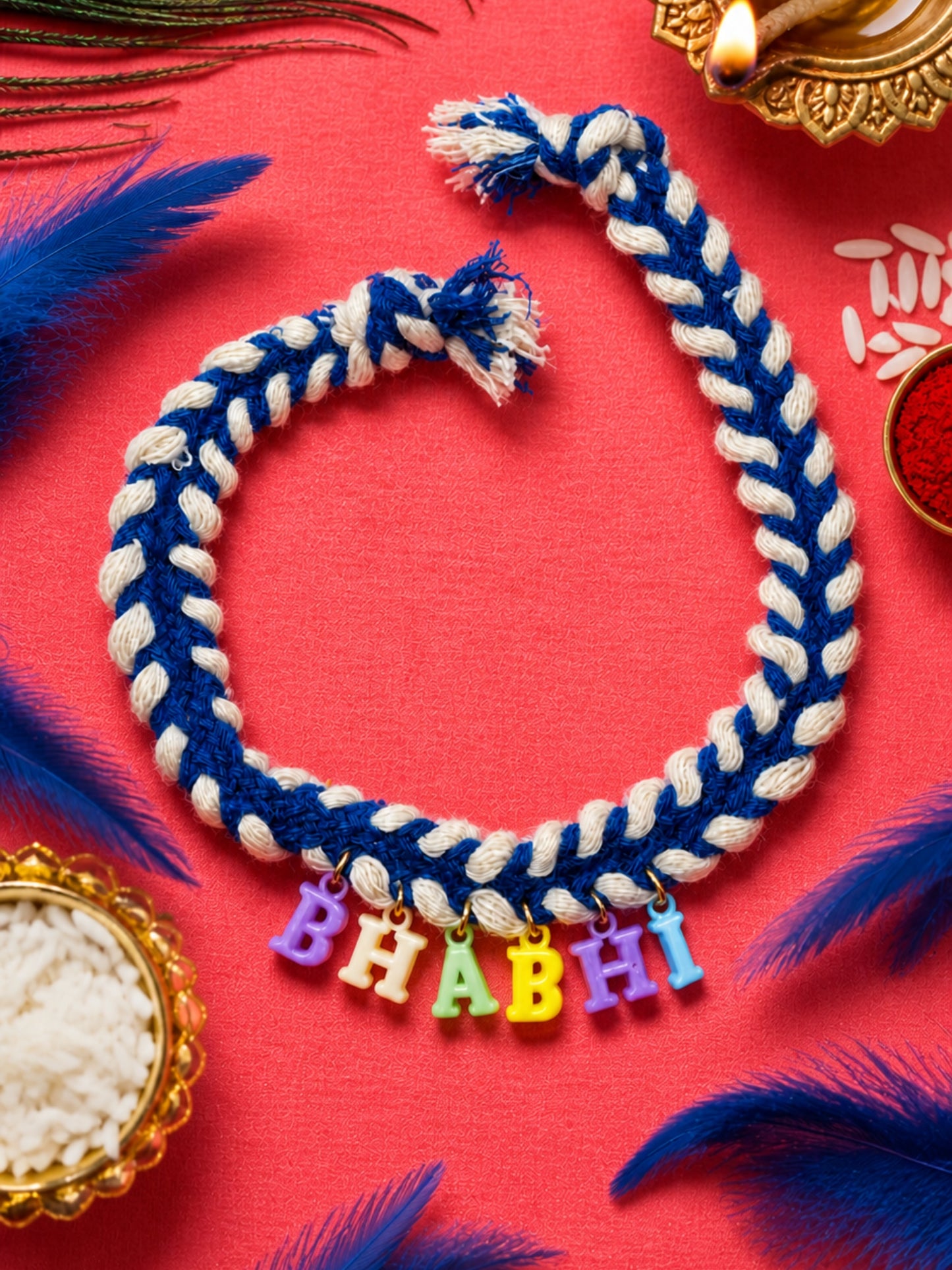 Bhabhi Name Alphabet Charm Multicolor Letter Lumba Rakhi