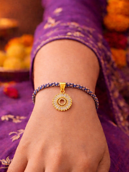 A TO Z Alphabet American Diamond Charm Initial Name Lumba Rakhi Bracelet For Bhaiya Bhabhi