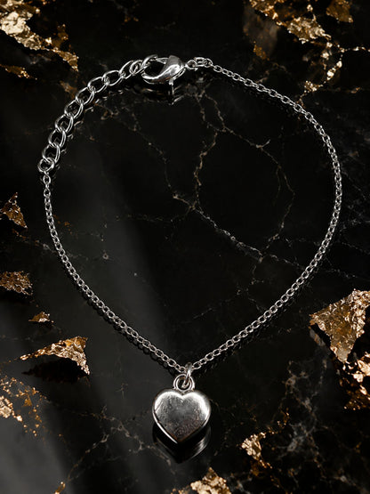 Silver Heart Lumba Rakhi Bracelet for Bhabhi