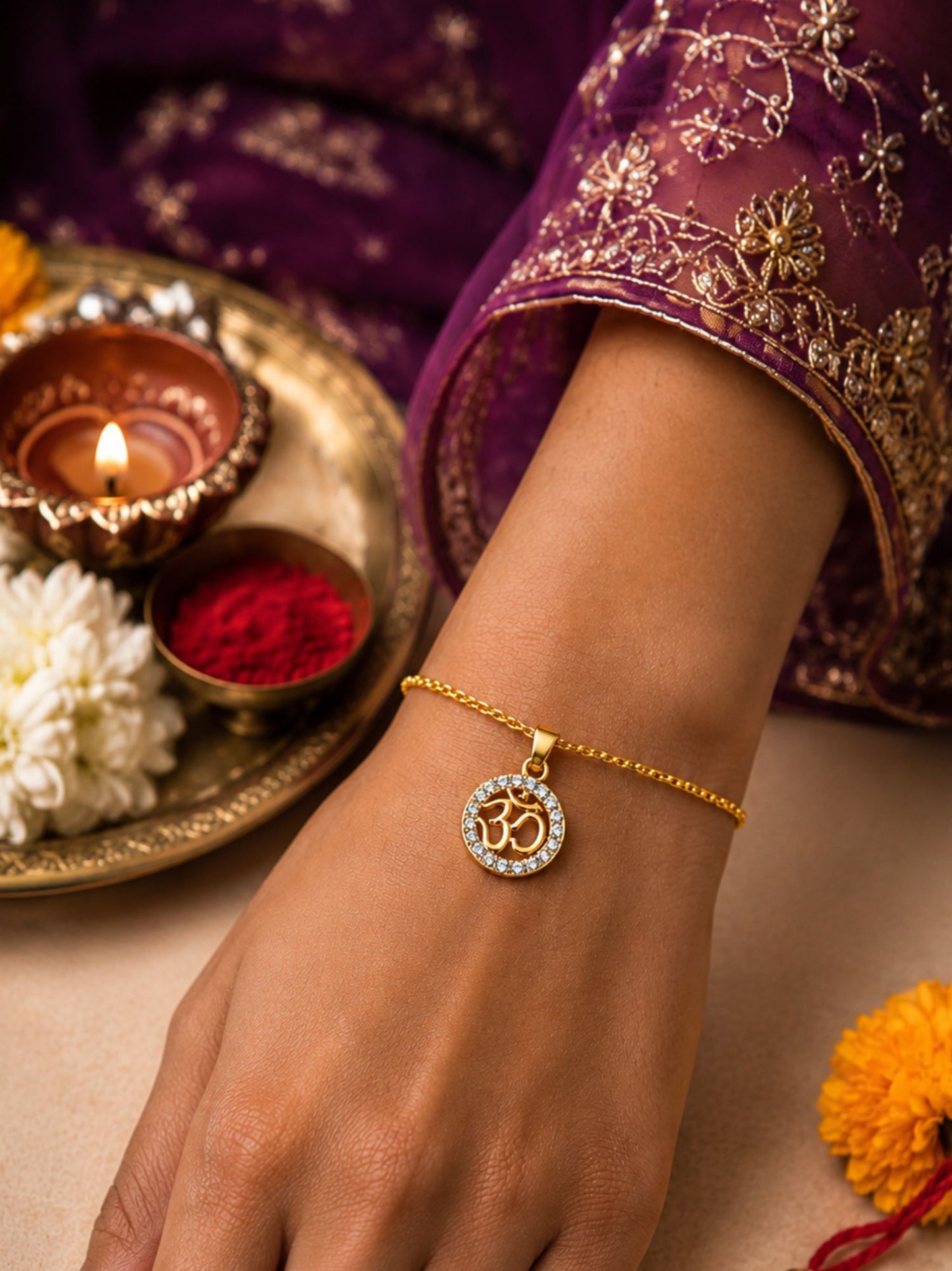 Om Charm Lumba Rakhi Bracelet for Bhabhi Gift