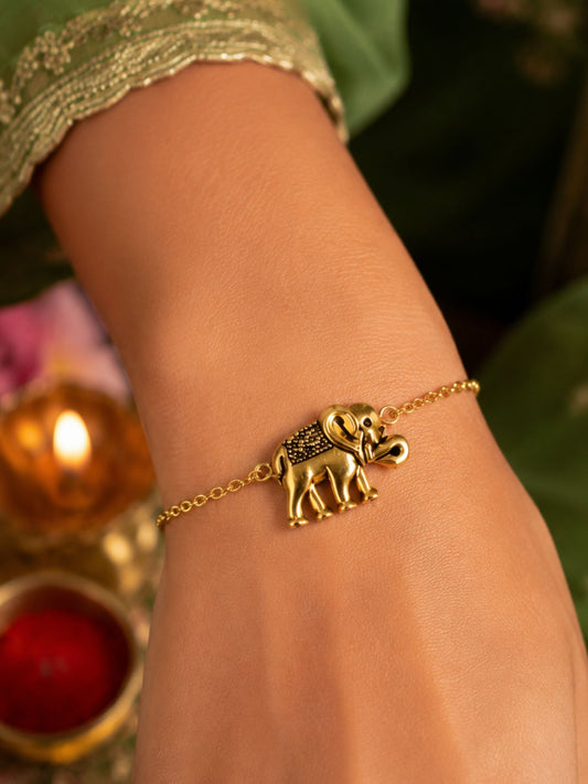 Elephant Charm Lumba Rakhi Bracelet for Bhabhi