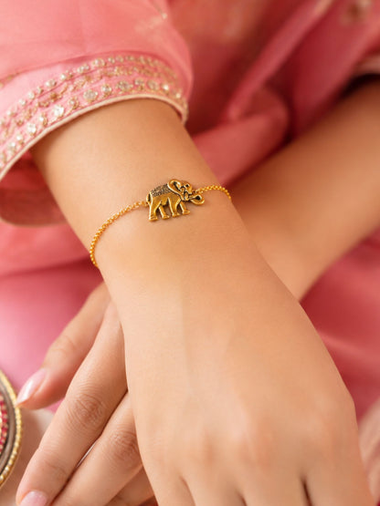 Elephant Charm Lumba Rakhi Bracelet for Bhabhi
