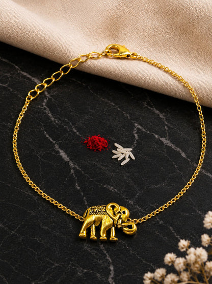 Elephant Charm Lumba Rakhi Bracelet for Bhabhi
