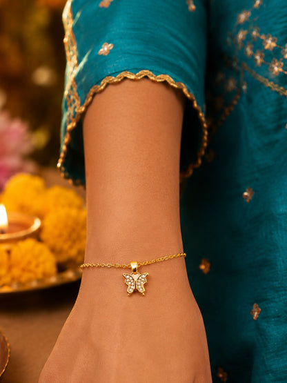 Butterfly AD Charm Lumba Rakhi Bracelet for Bhabhi