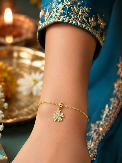 Four Leaf Lucky AD Clover Lumba Rakhi Bracelet for Bhabhi