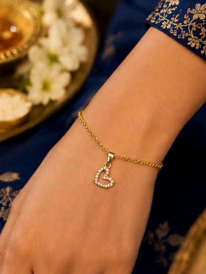 American Diamond Heart Lumba Rakhi Bracelet for Bhabhi