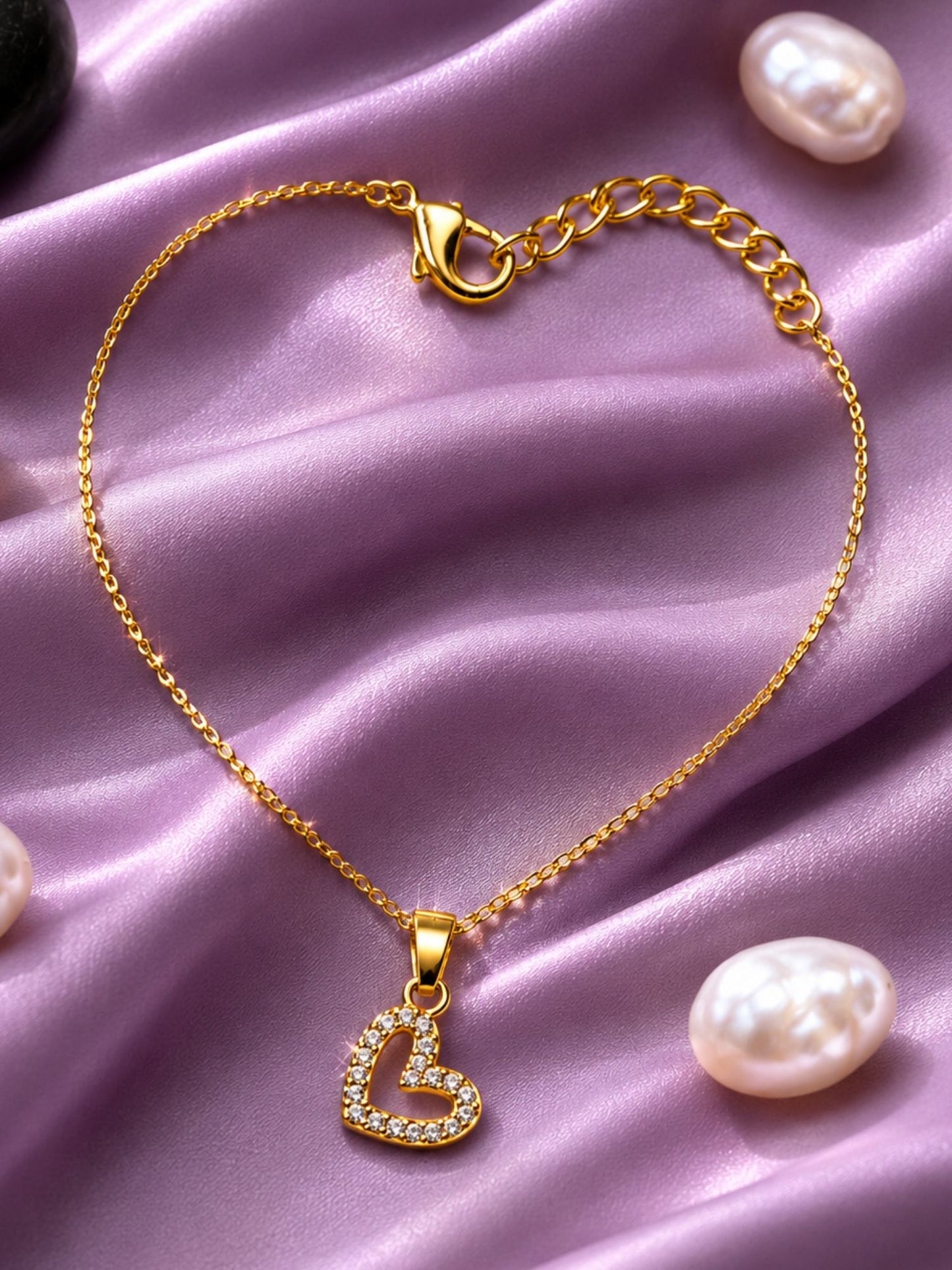American Diamond Heart Lumba Rakhi Bracelet for Bhabhi