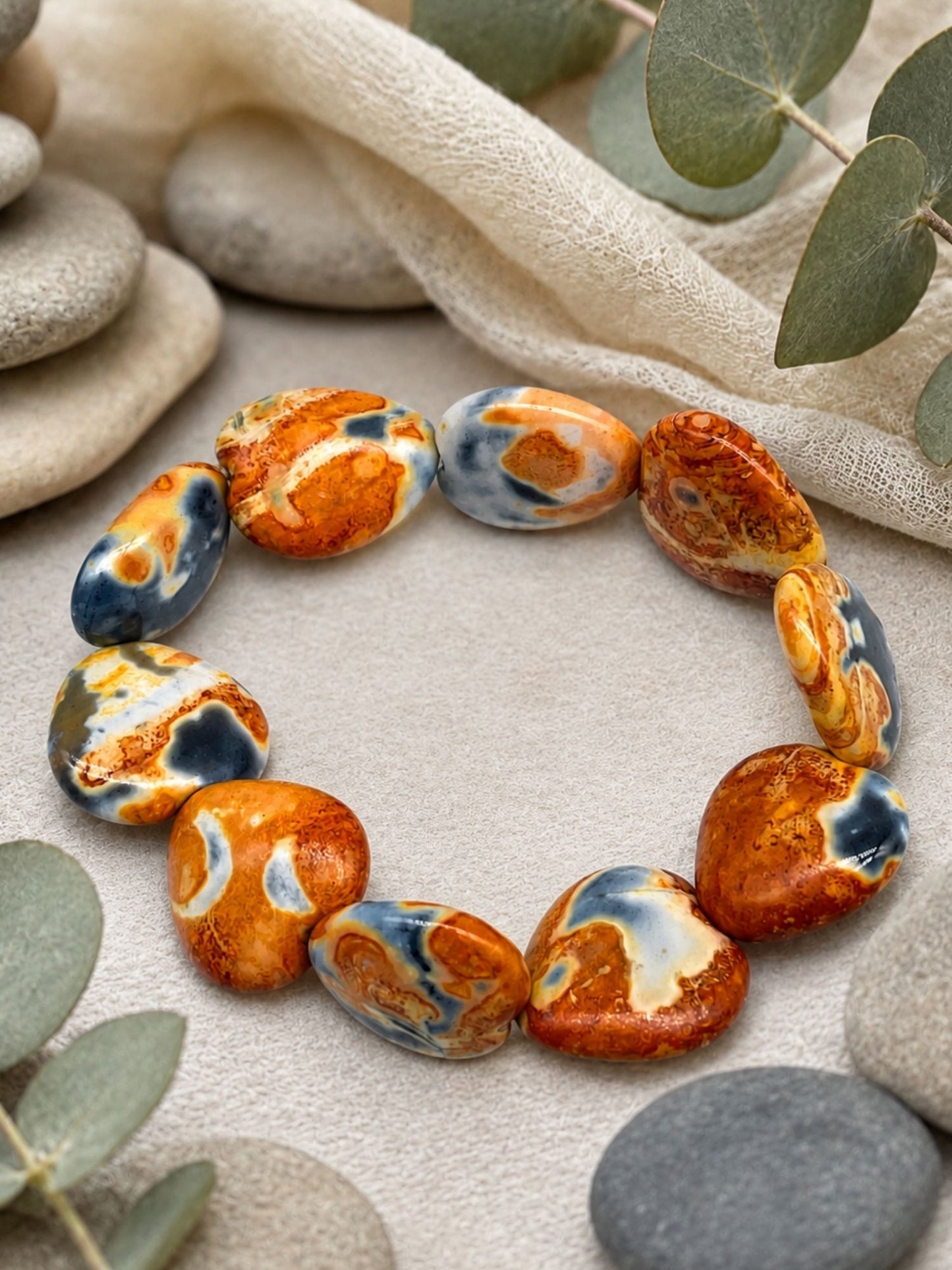 Agate Stone Heart Lumba Rakhi Bracelet for Bhabhi