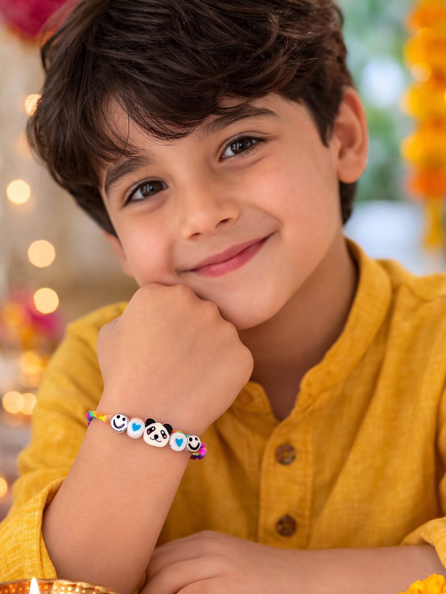 Panda Smiley Beads Kids Rakhi Bracelet For Bhai Bhaiya Bro
