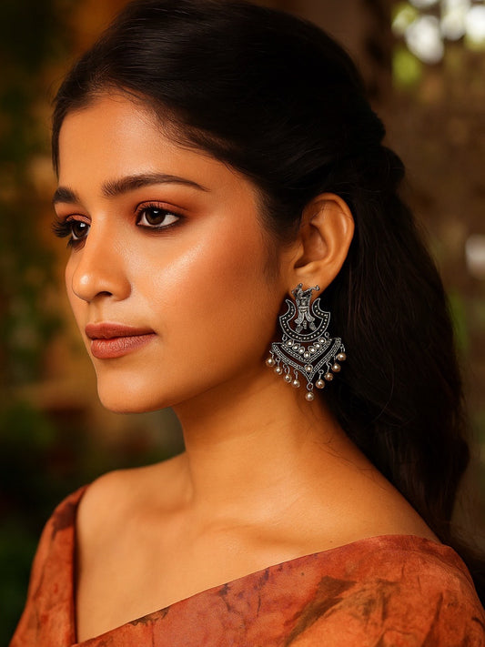 Drop Earrings Trumpet Playing Design With Ghungroo