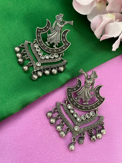 Drop Earrings Trumpet Playing Design With Ghungroo