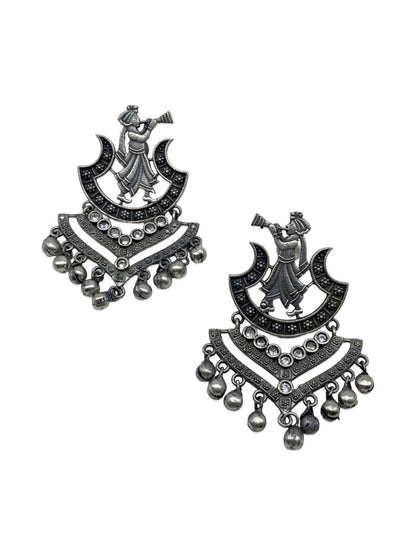Drop Earrings Trumpet Playing Design With Ghungroo