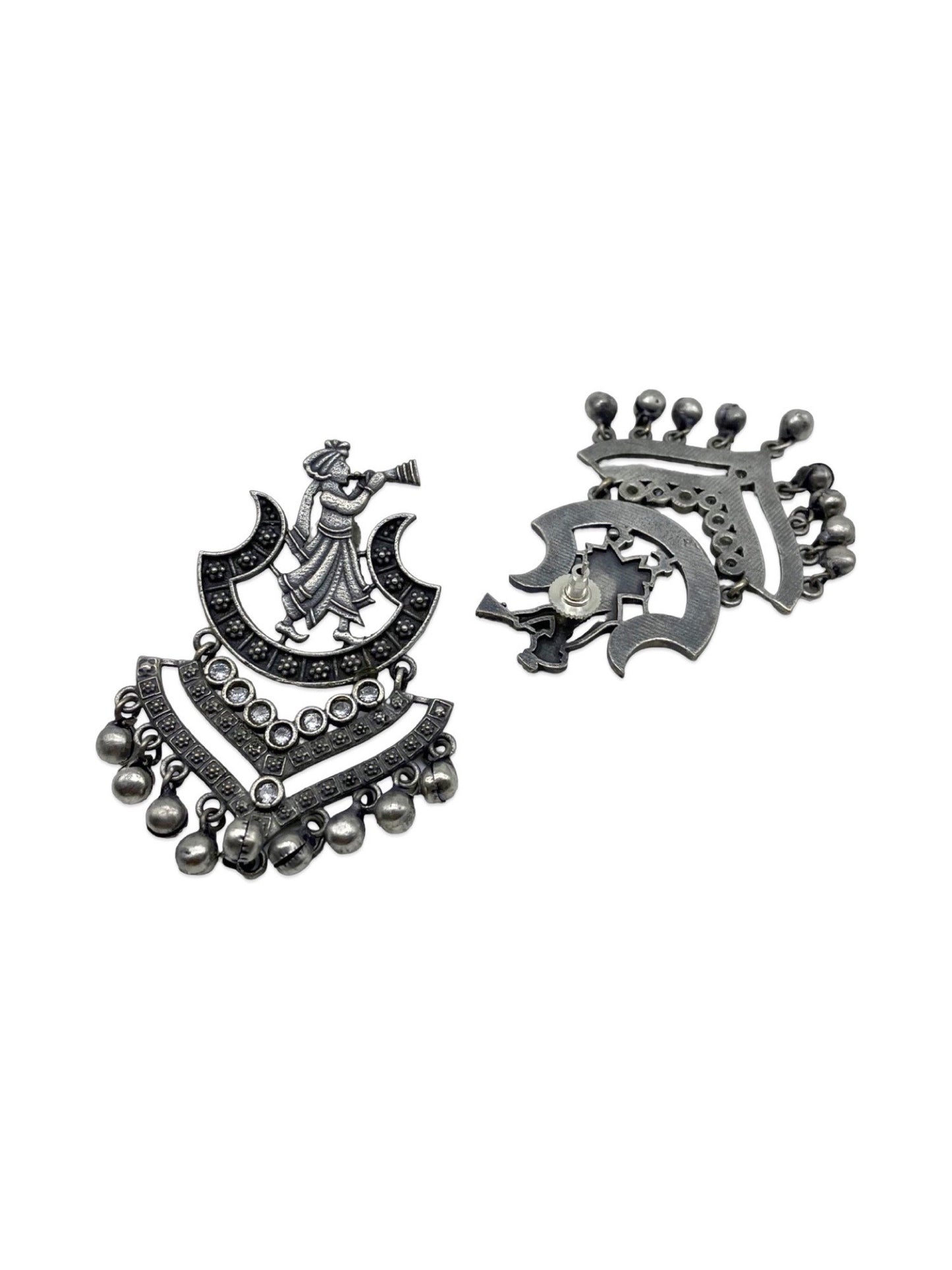 Drop Earrings Trumpet Playing Design With Ghungroo