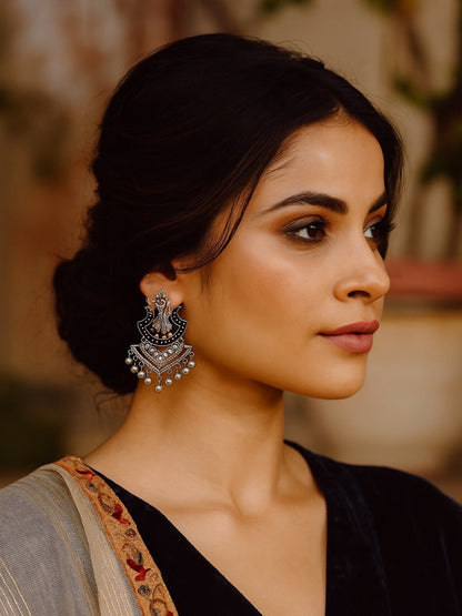 Drop Earrings Trumpet Playing Design With Ghungroo