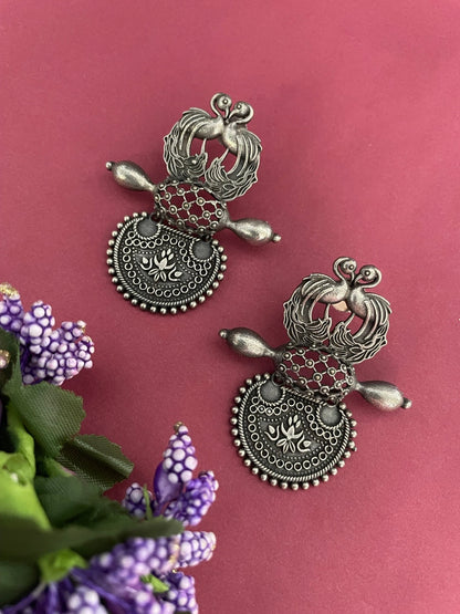 Stud Earring Peacock & Flower Design