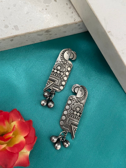 Stud Earring Parrot With Ghungroo Design