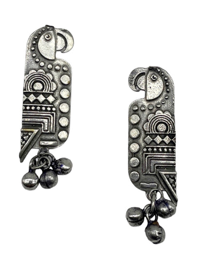 Stud Earring Parrot With Ghungroo Design