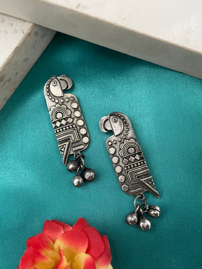 Stud Earring Parrot With Ghungroo Design