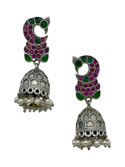 Jhumka Earring Peacock With Pearl Design