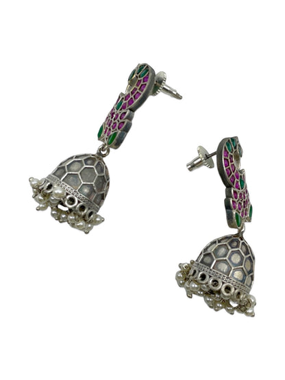 Jhumka Earring Peacock With Pearl Design