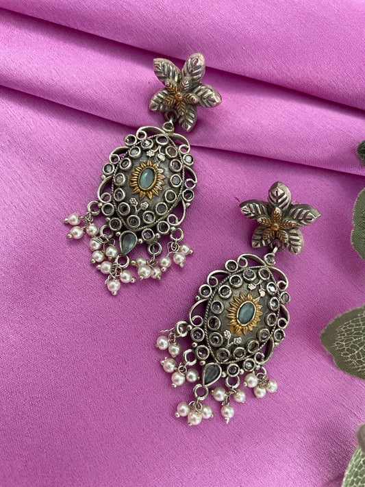 Dangler Earring Floral With Pearl Design