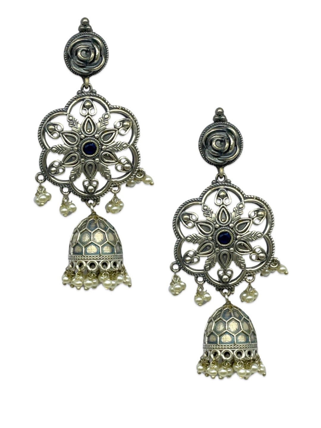 Traditional Anameld Gold plated pearl Jhumka earrings