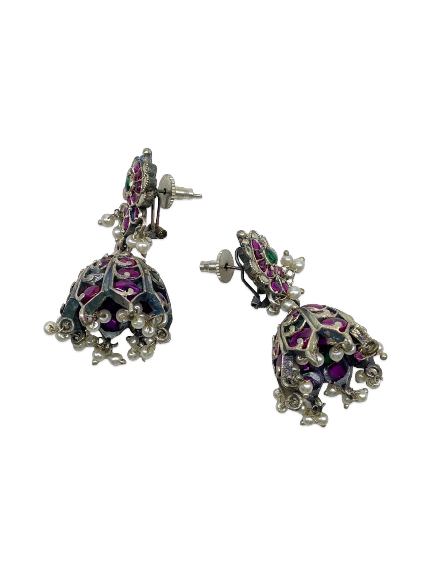 Jhumka Earring Flower With Pearl Design