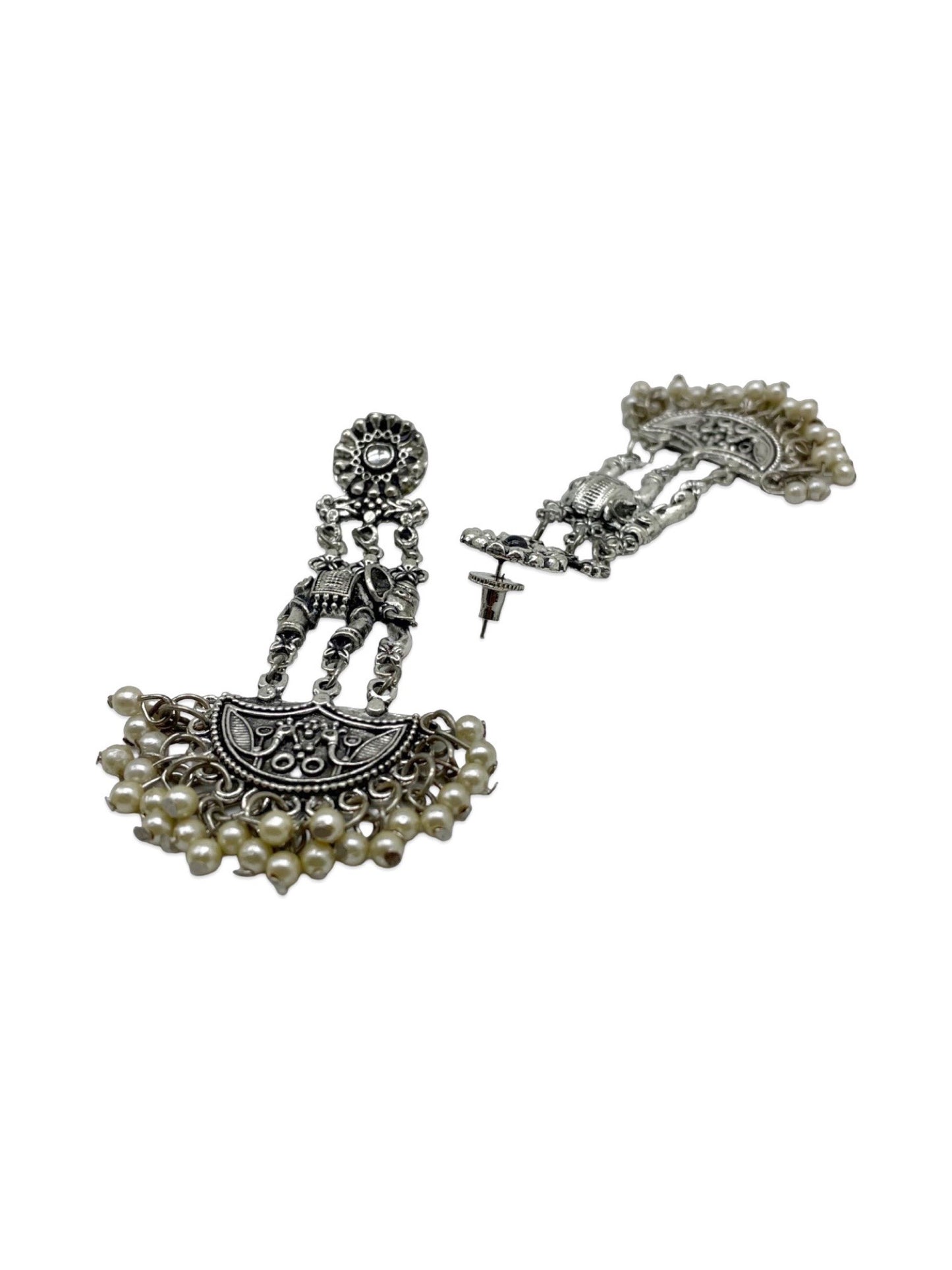 Drop Earrings Elephant With Pearl Design