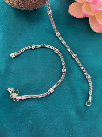 Oxidised German Silver Plated Fancy Anklet/Payal/Pazeb