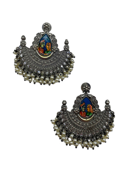 Silver Necklace Set Radha Krishna Design