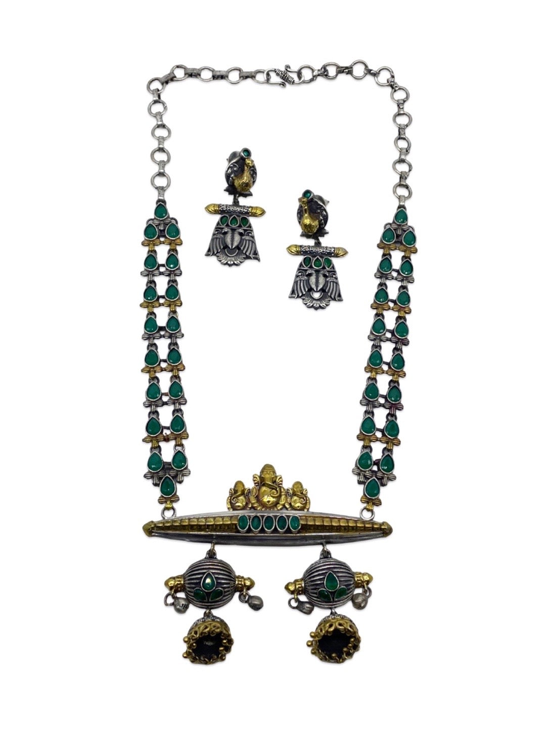 Silver Necklace Set Lord Ganesha Design