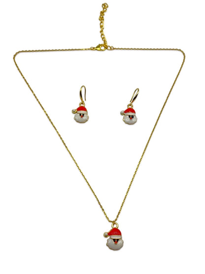 Christmas Santa Claus Pendant Necklace & Earrings