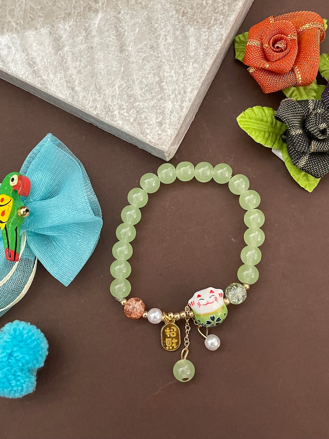 Cat & Stone With Latkan Bracelet