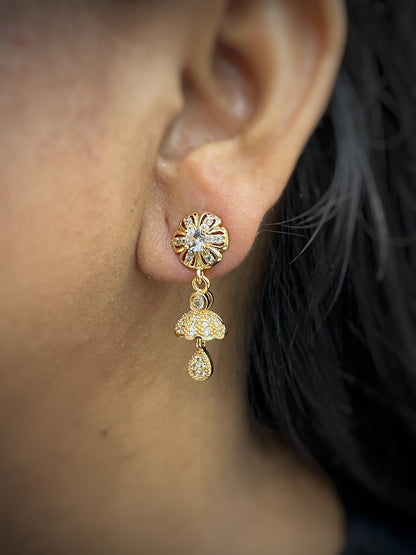 Flower/Bell Design Jhumka CZ Earrings