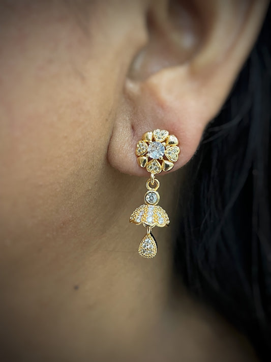 Flower/Heart Design Jhumka CZ Earrings