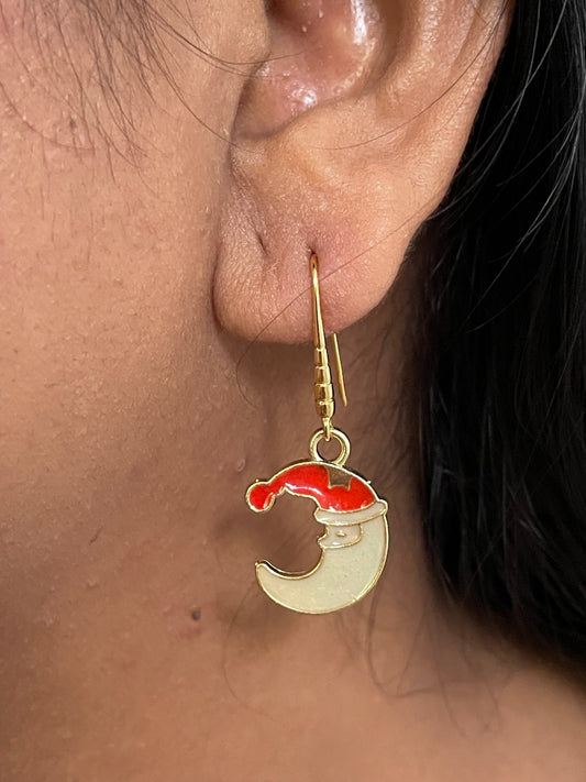 Santa Claus Moon Charm Earrings