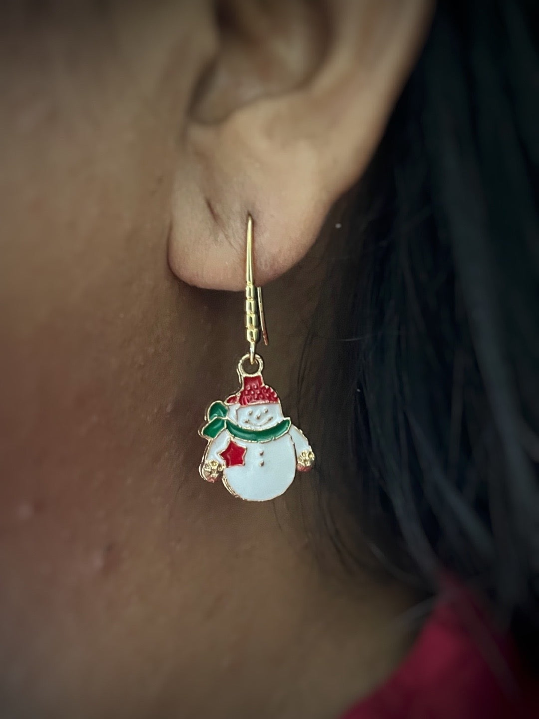 Christmas Snowman Charm Earrings