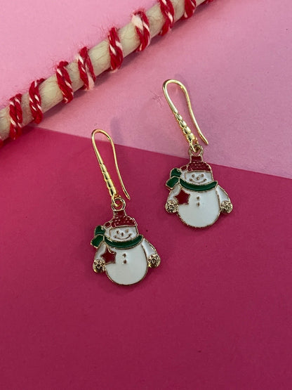 Christmas Snowman Charm Earrings