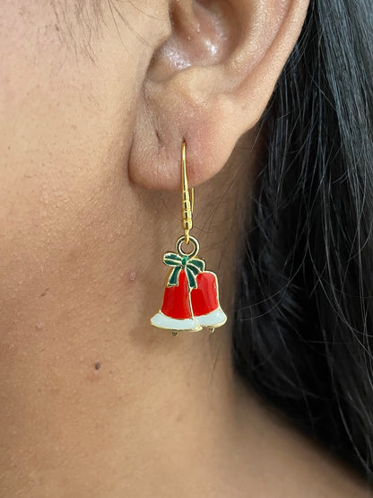 Christmas Red Bell Charm Earrings