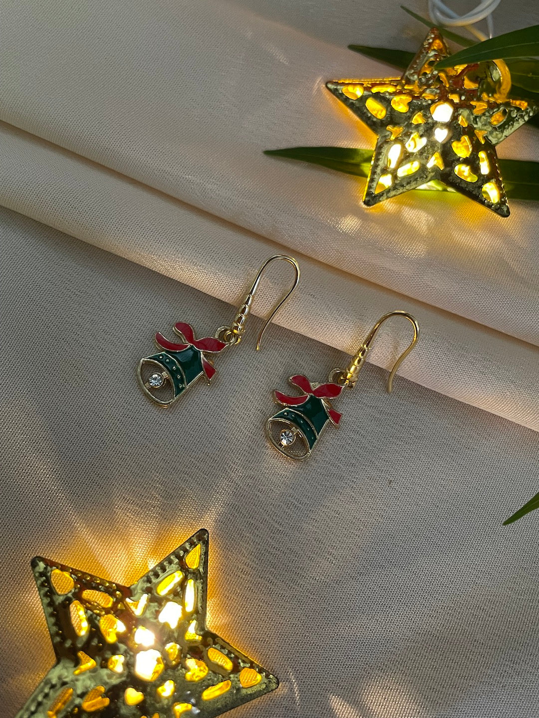 Christmas Green Bell Charm Earrings