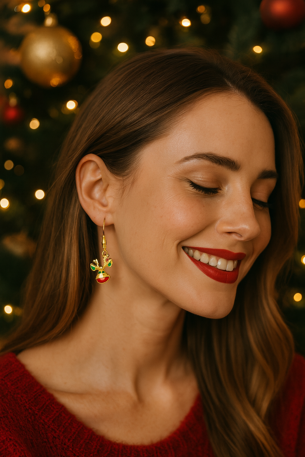 Christmas Reindeer Charm Earrings