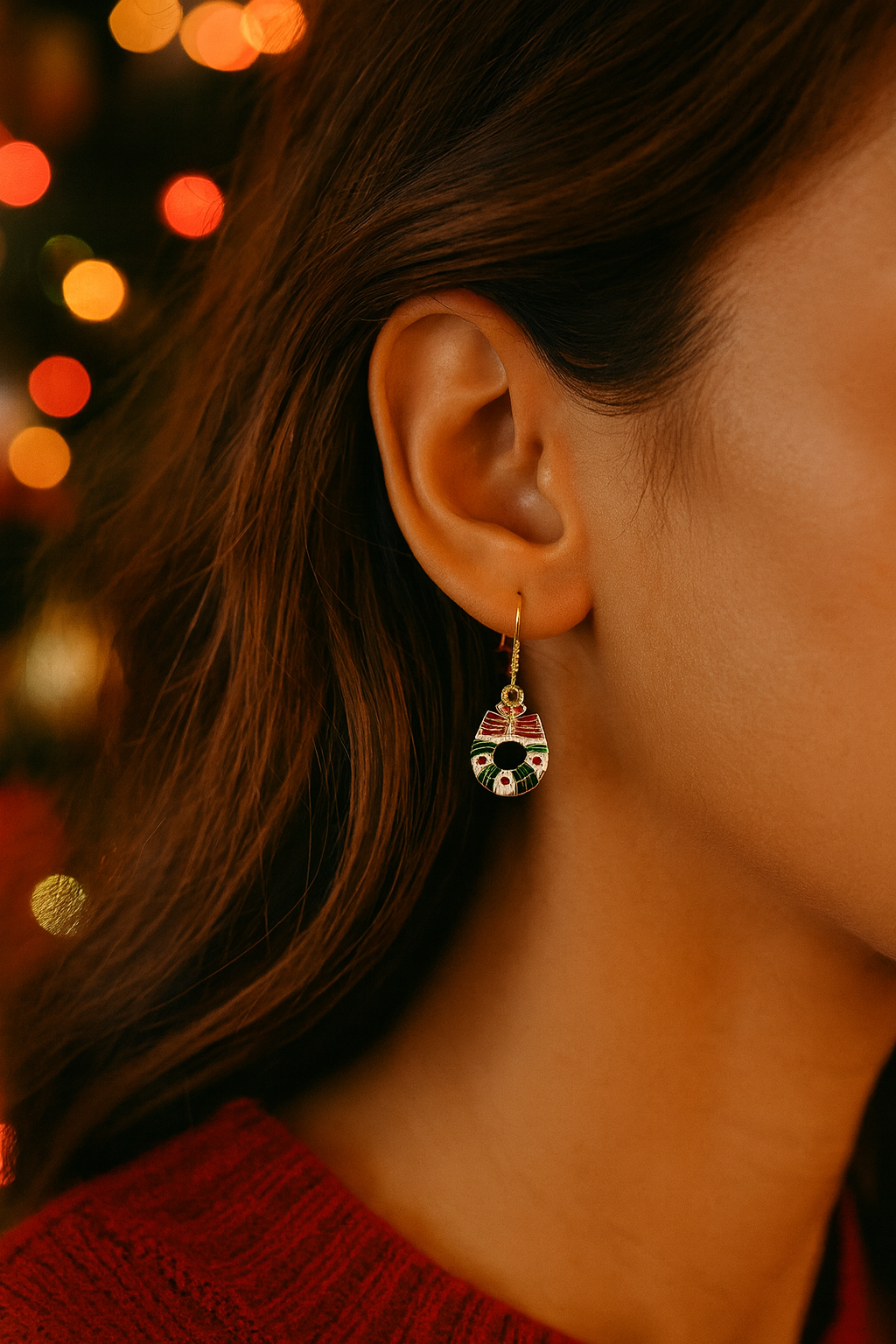 Christmas Wreath Charm Earrings