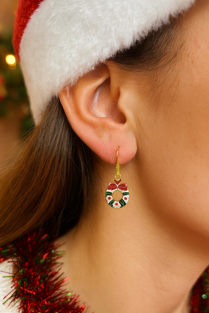 Christmas Wreath Charm Earrings