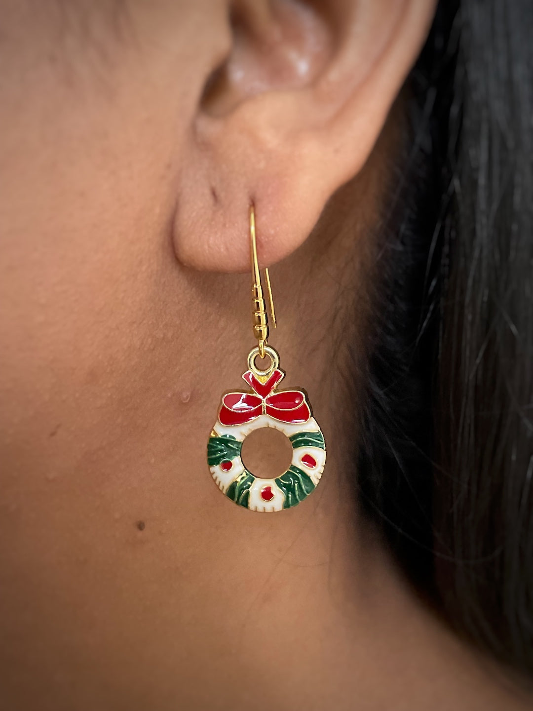 Christmas Wreath Charm Earrings